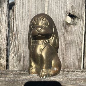 Vintage Brass Dog Figurine/ Vintage Brass Dog Home Decor